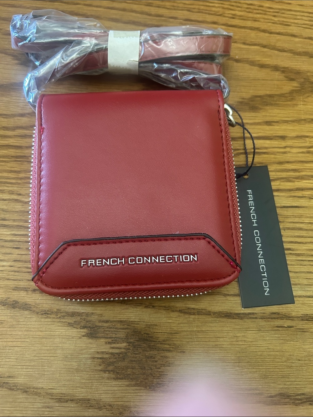 French Connection Red Compact Crossbody Wallet
